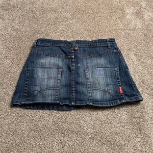 MISS VIE CROSS LOOP SQUARE POCKET DENIM SKIRT